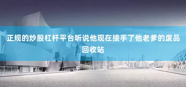 正规的炒股杠杆平台听说他现在接手了他老爹的废品回收站